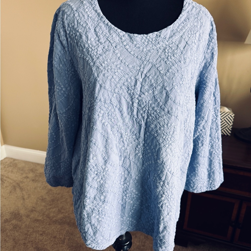 Light Blue Textured Women's Top